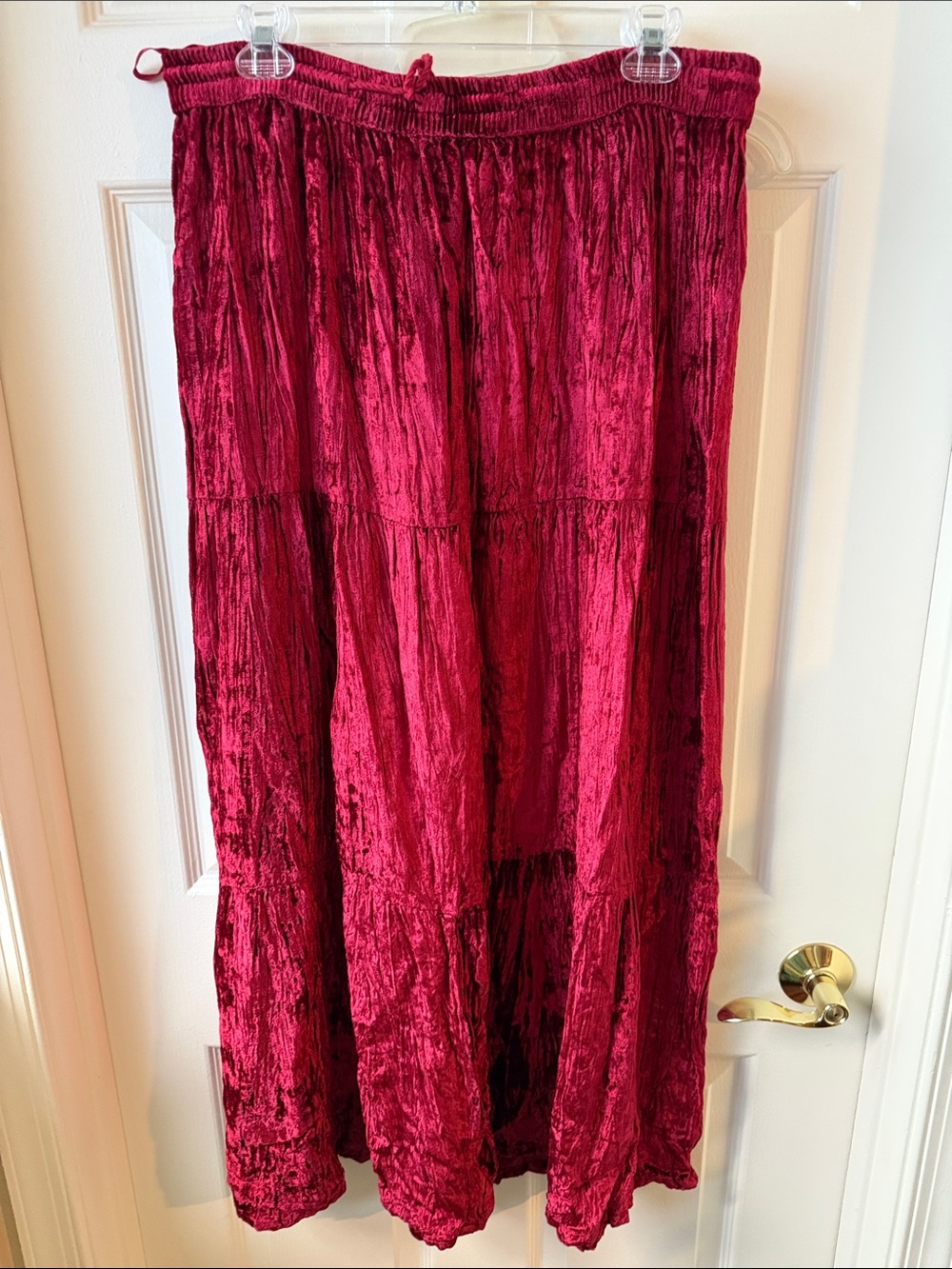 Carol little Crushed Velvet Maxi Skirt - red medium